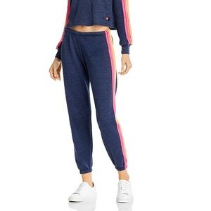 Aviator Nation WOMEN'S 5 STRIPE SWEATPANTS - HEATHER NAVY // NEON RAINBOW
